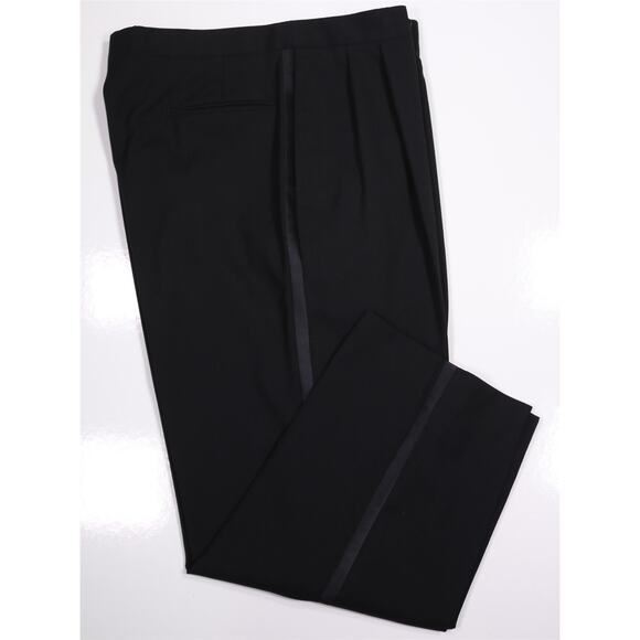 Jos A Bank Tuxedo Pants Black Pleated Wool Formal Trousers Mens 36x28 - Picture 1 of 6